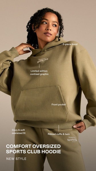 oversized hoodie, pullover hoodie, sweatshirt hoodie, graphic hoodie, fleece hoodie, sports hoodie, new arrival, product launch, lifestyle, editorial, calm, warm, green, neutral